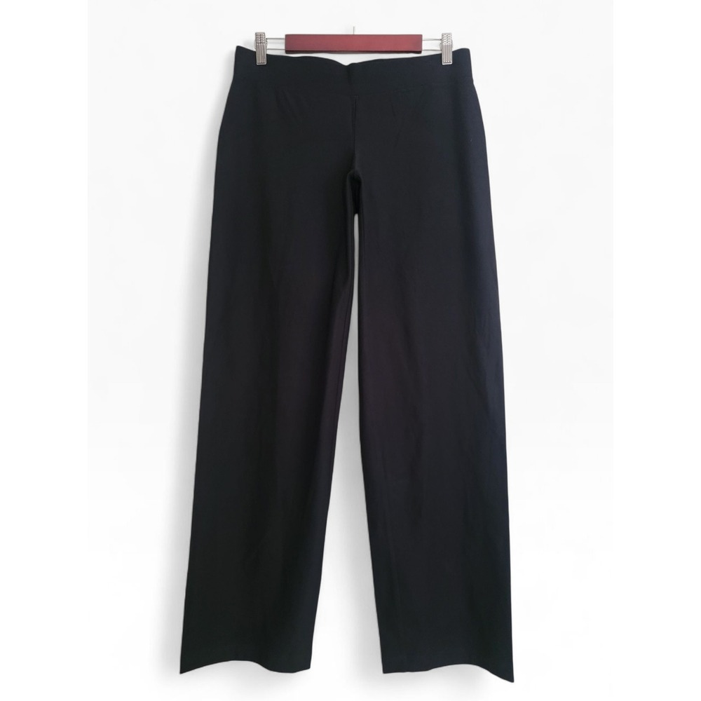 Eileen Fisher Petite Black Wide Leg Crepe Knit Stretch Ankle Pants Medium